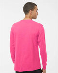 M&O 4820 Unisex Gold Soft Touch Long Sleeve T-Shirt - Neon Pink - model back