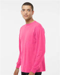 M&O 4820 Unisex Gold Soft Touch Long Sleeve T-Shirt - Neon Pink - model side