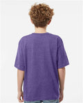 M&O 4850 Youth Gold Soft Touch T-Shirt - Heather Purple - model back