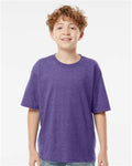M&O 4850 Youth Gold Soft Touch T-Shirt - Heather Purple - model front