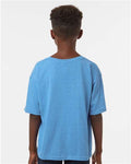 M&O 4850 Youth Gold Soft Touch T-Shirt - Heather Turquoise - model back