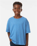 M&O 4850 Youth Gold Soft Touch T-Shirt - Heather Turquoise - model front