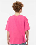 M&O 4850 Youth Gold Soft Touch T-Shirt - Neon Pink - model back