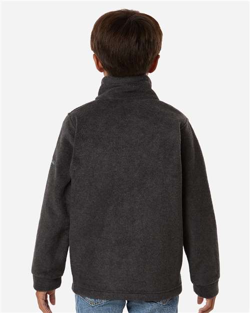 Columbia 212479 Youth Steens Mountain II Fleece Full-Zip Jacket - Charcoal Heather - model back