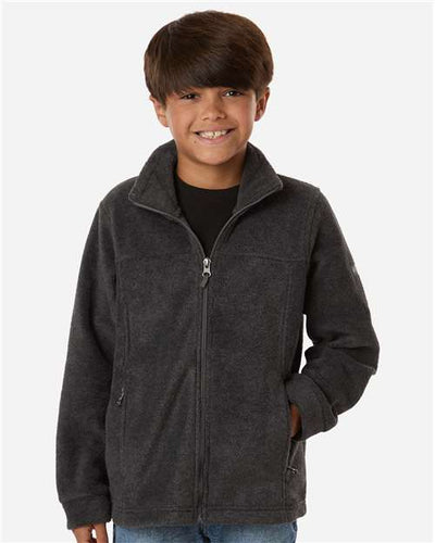 Columbia 212479 Youth Steens Mountain II Fleece Full-Zip Jacket - Charcoal Heather - model front