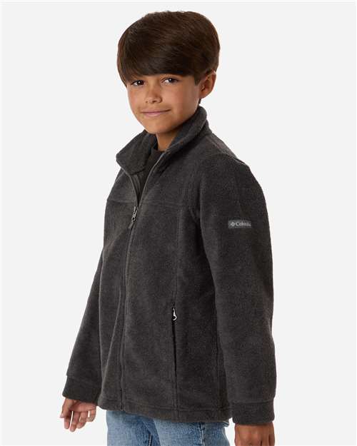 Columbia 212479 Youth Steens Mountain II Fleece Full-Zip Jacket - Charcoal Heather - model side