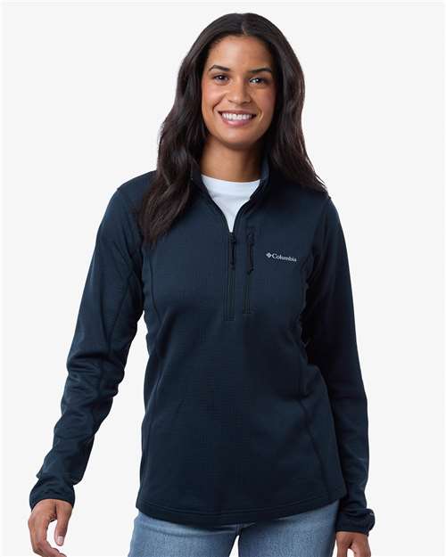 Columbia 213624 Women's Essential Hike Grid Fleece Half-Zip Pullover - Collegiate Navy - model front