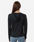 Columbia 216061 Women's PFG Tidal Tee Hooded Long Sleeve - Black/ Cool Grey - model back