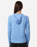 Columbia 216061 Women's PFG Tidal Tee Hooded Long Sleeve - White Cap/ White - model back