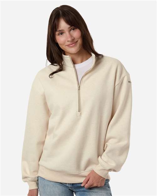 Columbia 216515 Women's Aldermore Half-Zip Pullover - Oatmeal Heather - model front