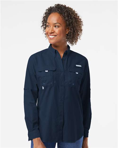 Columbia 212474 Women's PFG Bahama Shirt - Collegiate Navy - model front