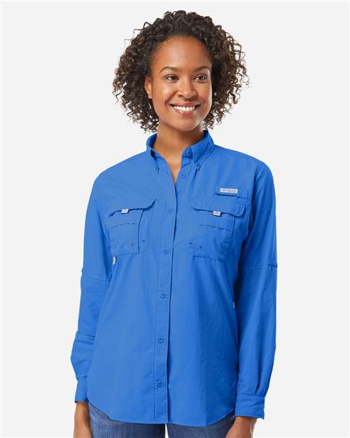 Columbia 212474 Women's PFG Bahama Shirt - Vivid Blue - model front