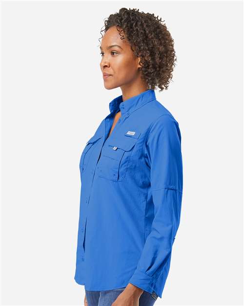 Columbia 212474 Women's PFG Bahama Shirt - Vivid Blue - model side