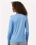 Columbia 212485 Women's PFG Tidal Tee II Long Sleeve - White Cap/ White - model back