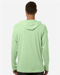 Columbia 212482 Men's PFG Terminal Tackle Hooded Long Sleeve T-Shirt - Key West/ Cool Grey - model back