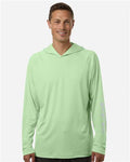 Columbia 212482 Men's PFG Terminal Tackle Hooded Long Sleeve T-Shirt - Key West/ Cool Grey - model front