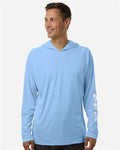 Columbia 212482 Men's PFG Terminal Tackle Hooded Long Sleeve T-Shirt - White Cap/ White - model front