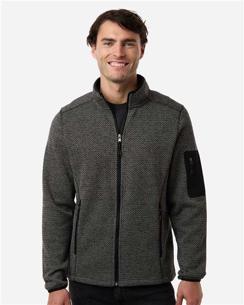 North End NE730 Men's Jasper Full-Zip Fleece Jacket - Black/ Grey - model front