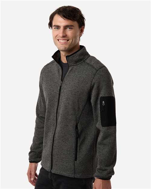 North End NE730 Men's Jasper Full-Zip Fleece Jacket - Black/ Grey - model side