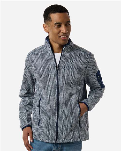 North End NE730 Men's Jasper Full-Zip Fleece Jacket - Classic Navy/ White - model front