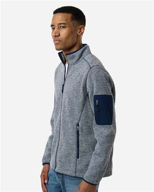 North End NE730 Men's Jasper Full-Zip Fleece Jacket - Classic Navy/ White - model side