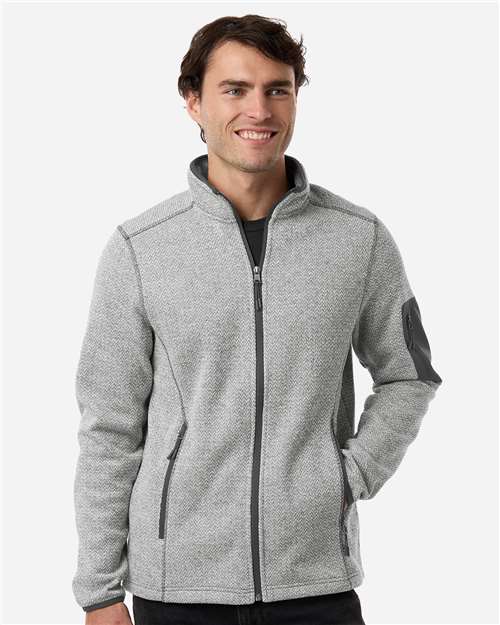 North End NE730 Men's Jasper Full-Zip Fleece Jacket - Grey/ White - model front