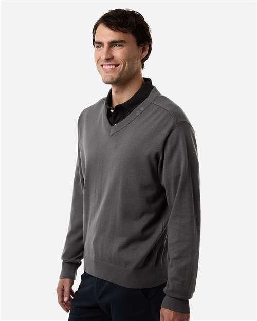 Devon & Jones DG445 Men's New Classics V-Neck Sweater - Graphite - model side