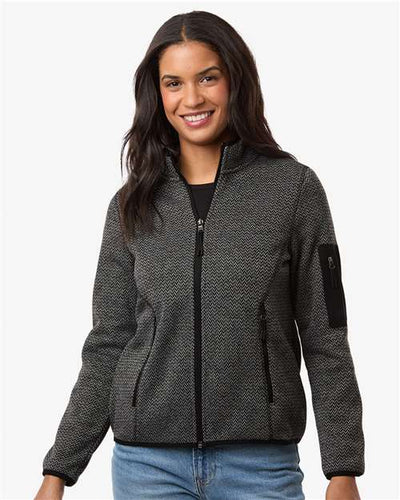 North End NE730W Women's Jasper Full-Zip Fleece Jacket - Black/ Grey - model front