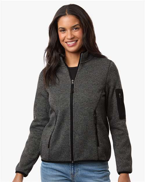 North End NE730W Women's Jasper Full-Zip Fleece Jacket - Black/ Grey - model front