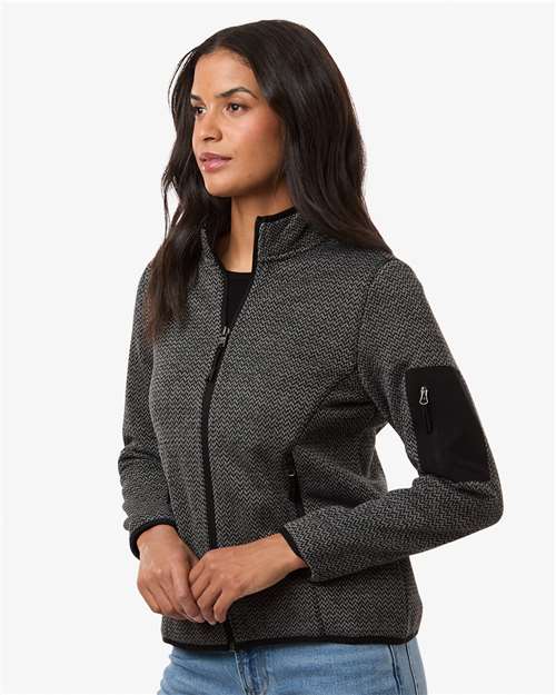 North End NE730W Women's Jasper Full-Zip Fleece Jacket - Black/ Grey - model side
