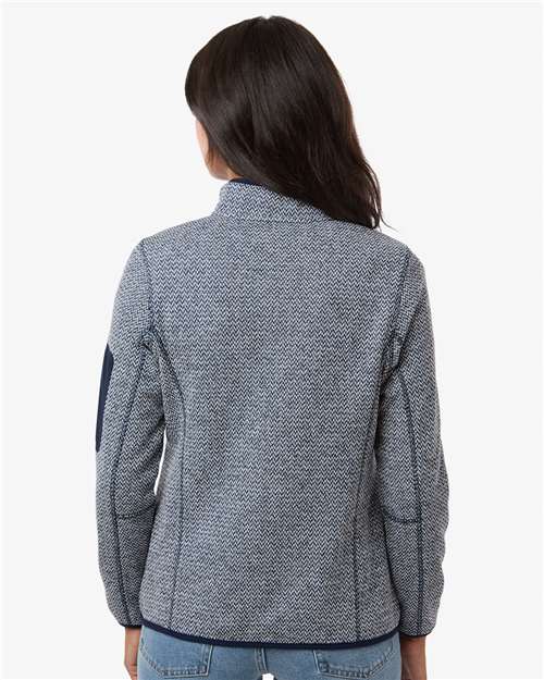 North End NE730W Women's Jasper Full-Zip Fleece Jacket - Classic Navy/ White - model back
