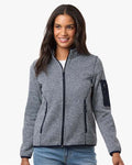North End NE730W Women's Jasper Full-Zip Fleece Jacket - Classic Navy/ White - model front