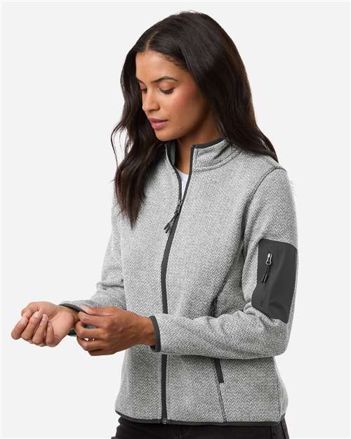 North End NE730W Women's Jasper Full-Zip Fleece Jacket - Grey/ White - model side
