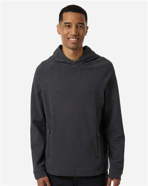 North End NE729 Men's Spirit Textured Hooded Pullover - Black Heather - model front