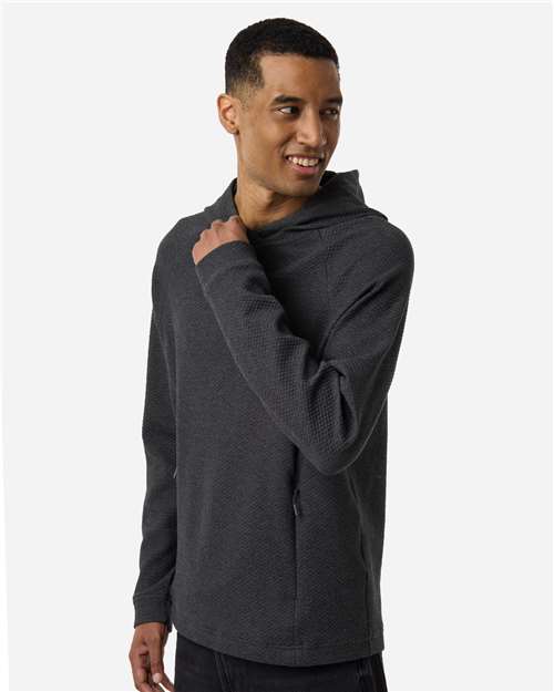 North End NE729 Men's Spirit Textured Hooded Pullover - Black Heather - model side