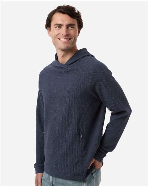 North End NE729 Men's Spirit Textured Hooded Pullover - Classic Navy Heather - model side