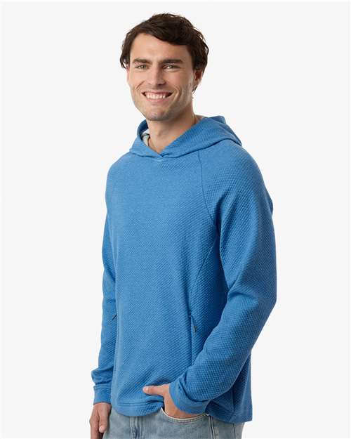 North End NE729 Men's Spirit Textured Hooded Pullover - Light Nautical Blue Heather - model side