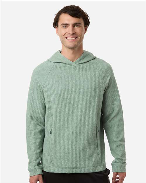 North End NE729 Men's Spirit Textured Hooded Pullover - Sage Green Heather - model front