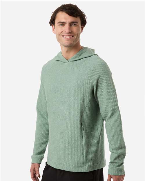 North End NE729 Men's Spirit Textured Hooded Pullover - Sage Green Heather - model side