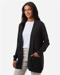 Devon & Jones DG447W Women's New Classics Open Cardigan Sweater - Black - model side