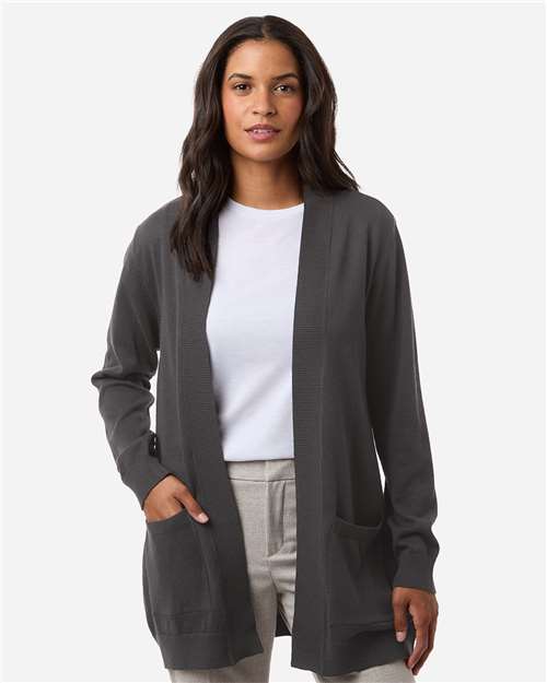 Devon & Jones DG447W Women's New Classics Open Cardigan Sweater - Graphite - model front