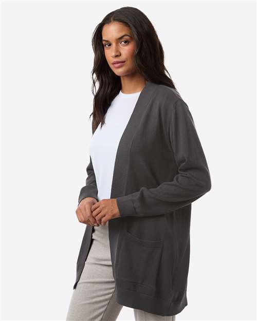 Devon & Jones DG447W Women's New Classics Open Cardigan Sweater - Graphite - model side
