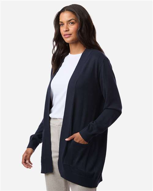 Devon & Jones DG447W Women's New Classics Open Cardigan Sweater - Navy - model side