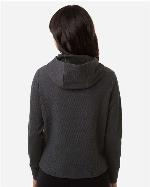 North End NE729W Women's Spirit Textured Hooded Pullover - Black Heather - model back
