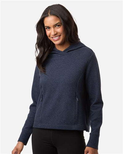 North End NE729W Women's Spirit Textured Hooded Pullover - Classic Navy Heather - model front