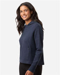 North End NE729W Women's Spirit Textured Hooded Pullover - Classic Navy Heather - model side