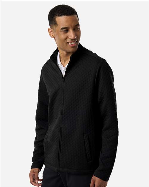 Devon & Jones DG740 Men's Berkley Textured Full-Zip Jacket - Black - model side