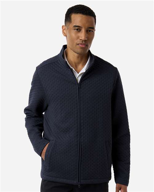 Devon & Jones DG740 Men's Berkley Textured Full-Zip Jacket - Navy - model front