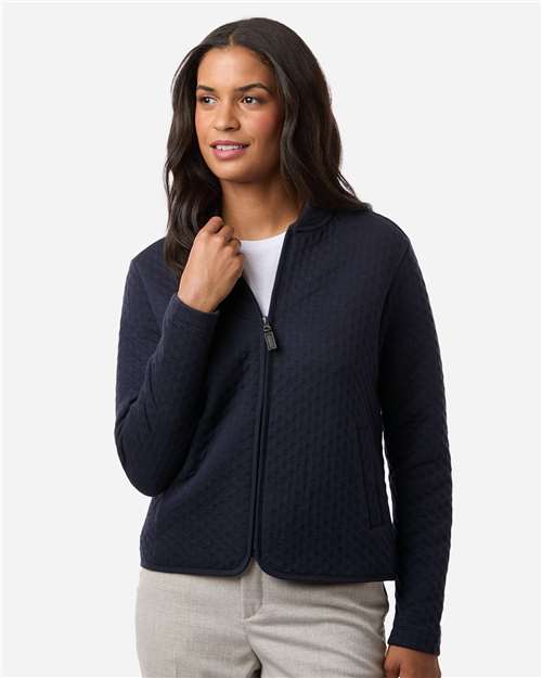 Devon & Jones DG740W Women's Berkeley Textured Full-Zip Jacket - Navy - model front