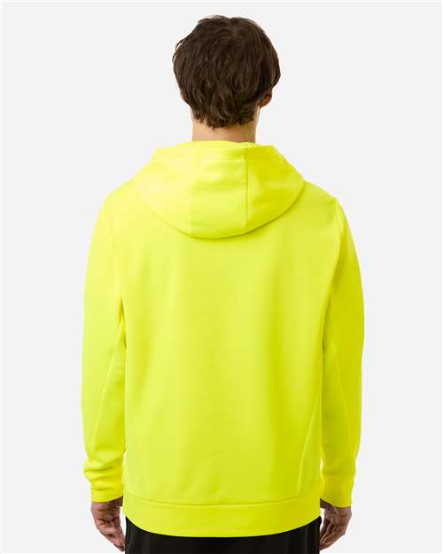 Team 365 TT400 Unisex Squad Hooded Tech Fleece Pullover - Safety Yellow - model back